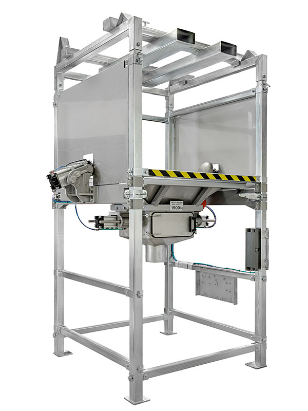 Big-Bag-Entleerstation mit Edelstahl-Trichter