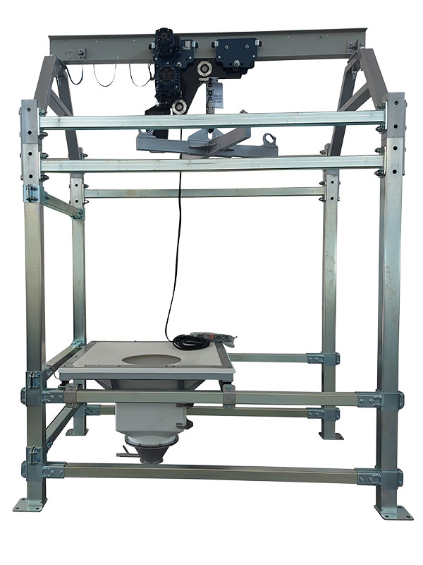 Portal-Big-Bag-Entleerung mit Elektro-Hebezeug – Lösung angepasst an die Platzverhältnisse des Kunden