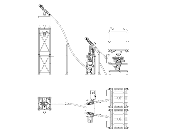 Entleerung von Big Bags, Transport und Mischung von Pulvern und Granulaten